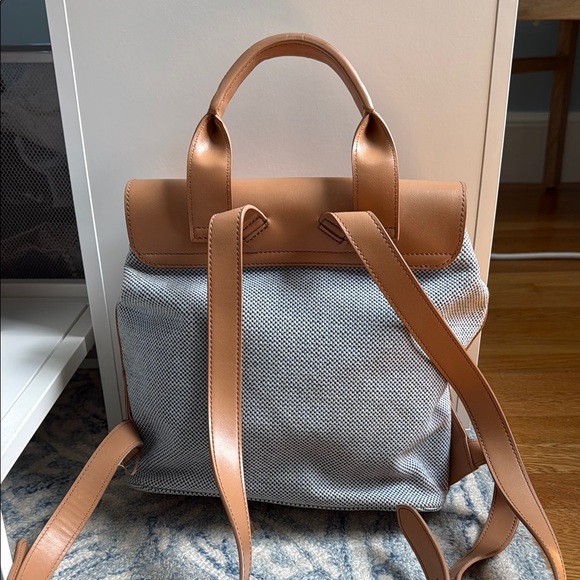 Tory Burch Blue and Tan Leather Backpack with Classic Design - Picture 2 of 6